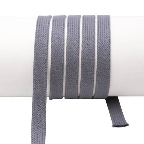 Flat cord / tube cord - 100% cotton - 18 mm dark gray