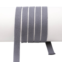 Flat cord / tube cord - 100% cotton - 18 mm dark gray