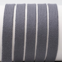 Flat cord / tube cord - 100% cotton - 18 mm dark gray