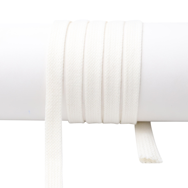 Flachkordel / Schlauchkordel - 100 % Baumwolle - 18 mm cremeweiß