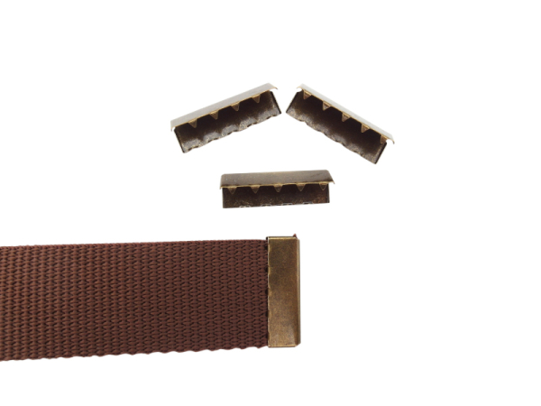 10x metal webbing ends - 30mm width antique brass