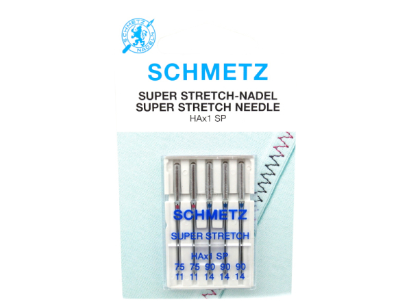 SCHMETZ - 5 Super Stretch-Nadeln Stärke 75-90 HAx1 SP Flachkolben