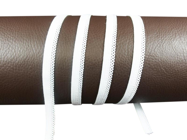 4 x 25m (100m) Gummilitze-Gummiband mit Mäuschenzähne 10mm weiß