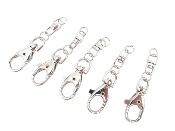 5 x Karabinerhaken mit Kette 65mm