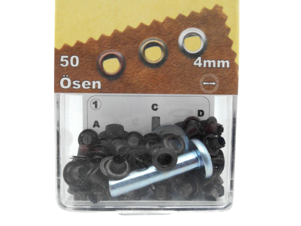 Ösen  mit Scheiben und Werkzeug 4 mm altkupfer