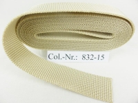 Webbing/bag strap - 50m ROLL "Top Quality" 15mm - thickness 1.75mm - beige