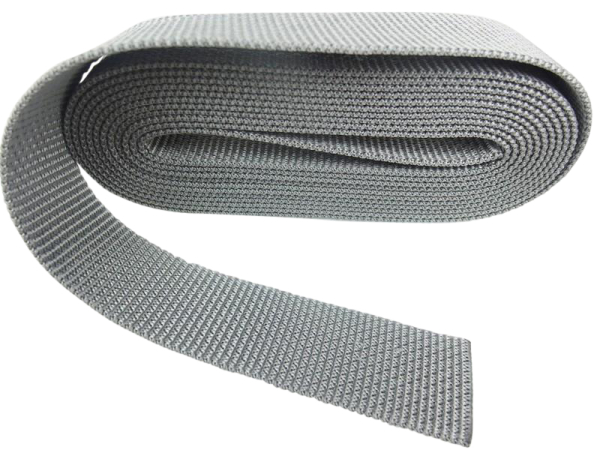 50m roll of webbing/bag webbing width 40mm polypropylene/thickness 1.8mm/MADE IN GERMANY silver-gray