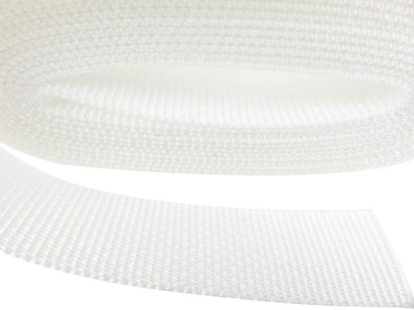 50m-Rolle Gurtband/ Taschengurtband Breite 40mm Polypropylen / Stärke 1,8mm / MADE IN GERMANY weiß