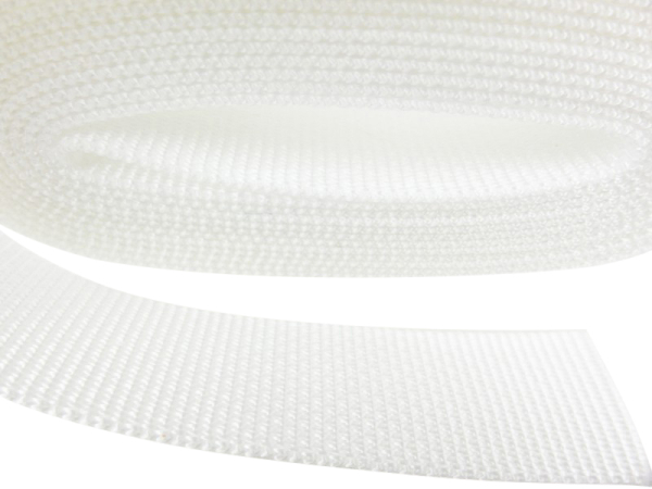 50m-Rolle Gurtband/ Taschengurtband Breite 25mm Polypropylen / Stärke 1,8mm / MADE IN GERMANY weiß