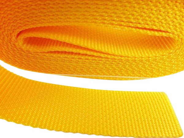 Bag straps in top quality 25 mm yellow-orange