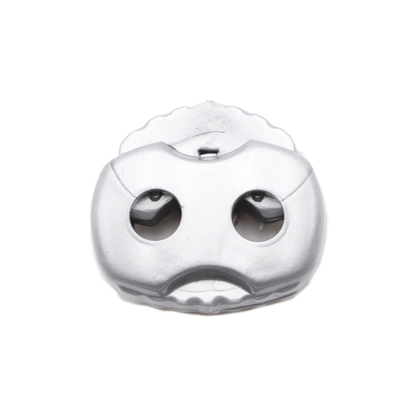 Cord stopper 2-hole - emoji - for cords up to 4 mm Ø silver