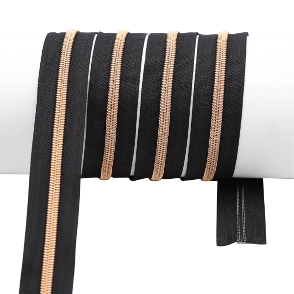 Endless zippers model "Brilliant" No. 7 with black rose gold spiral