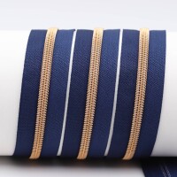 Endlos- Reißverschlüsse Modell "Brilliant" Nr. 7  mit roségoldener Spirale marineblau