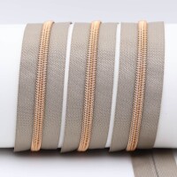 Endlos- Reißverschlüsse Modell "Brilliant" Nr. 7  mit roségoldener Spirale beige