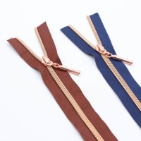Endlos- Reißverschlüsse Modell "Brilliant" Nr. 7  mit roségoldener Spirale kiwigrün