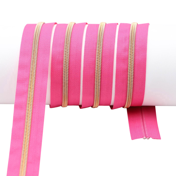 Endless zippers model "Brilliant" No. 7 with rose gold spiral pink