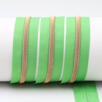 Endlos- Reißverschlüsse Modell "Brilliant" Nr. 7  mit roségoldener Spirale apfelgrün