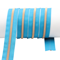 Endless zippers model "Brilliant" No. 7 with rose gold spiral turquoise