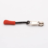 Zipper/slider pendant 5 pieces model "BANDO- Punkto-rot" approx. 65 mm red