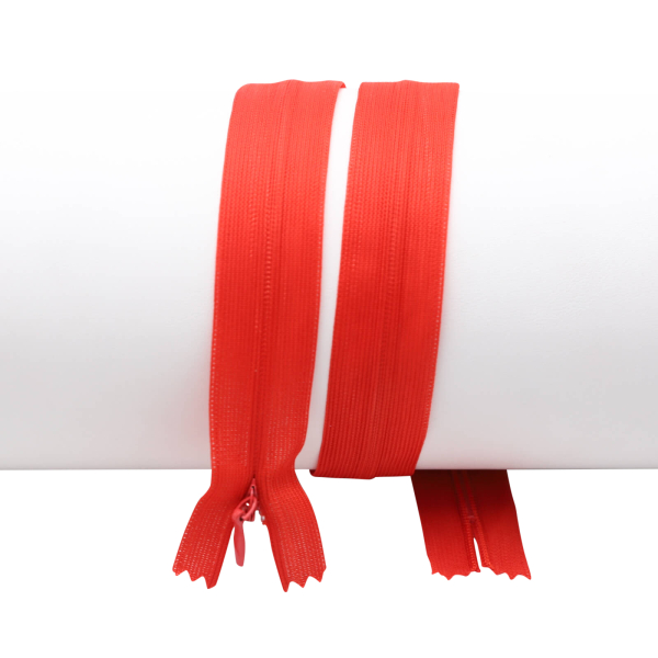 Nahtverdeckte - Reißverschlüsse - 60 cm - hell-rot
