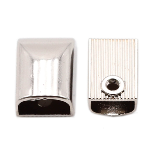 Zipper ends set of 10 for bags - end pieces with screws 6 x10mm silver