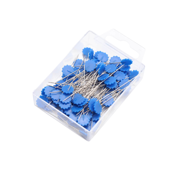 Flower head pins quilt pack of 100 54 x 0.58mm blue