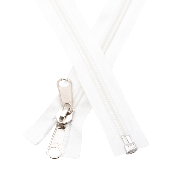 YKK tent zipper spiral divisible with a double slider 2.5 mw white