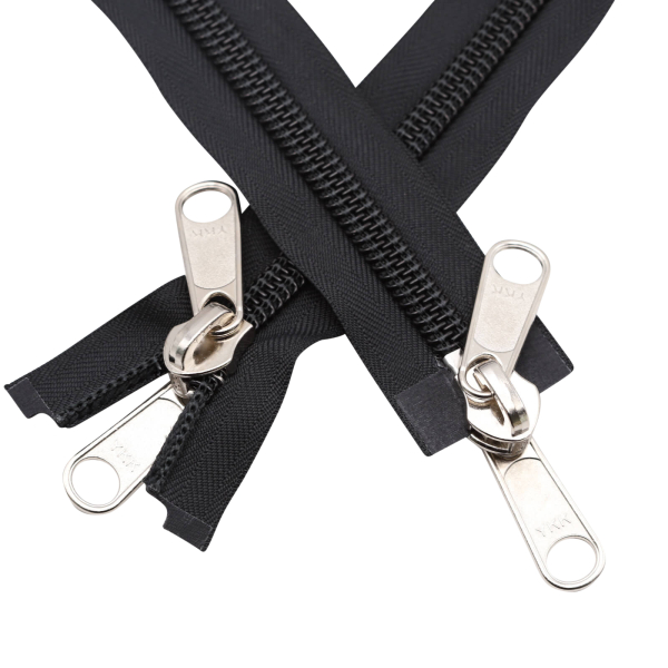 YKK tent zipper spiral divisible with 2 double sliders 3 m black