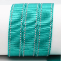 Webbing/reflective tapes - with reflective strips - bright green-silver 25 mm