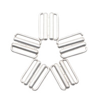 Clasps/buckle 5x for bras and bikinis 15 mm silver