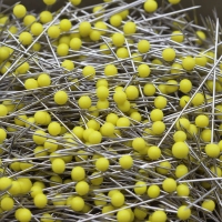 Glass head pins yellow approx. 1000 pieces / extra long 0.65 x 43 mm