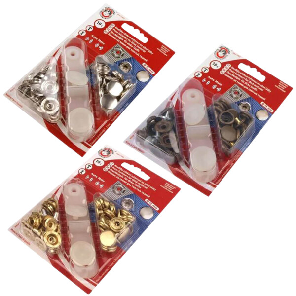 10er Set Druckknöpfe "Moto-mittel" Rinfeder mit Werkzeug 15 mm [NEU]