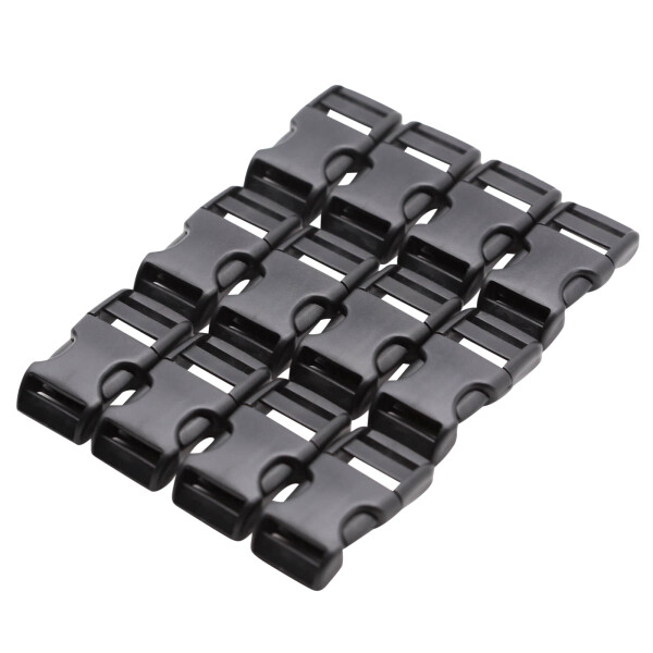 Plastic buckle set of 12 with curvature 20 mm black