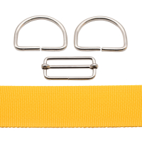 Bag webbing 2m set yellow-orange with D-rings and regulator 50 mm silver