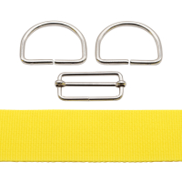 Bag webbing 2m set yellow with D-rings and regulator 50 mm silver