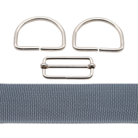Bag strap 2m ​​set gray with D-rings and regulator 50 mm silver