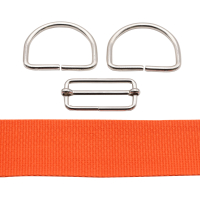 Bag strap 2m ​​set orange with D-rings and regulator 50 mm silver