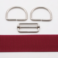 Bag webbing 2m set burgundy red with D-rings and regulator 50 mm silver