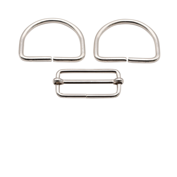 Bag webbing 2m set white with D-rings and regulator 50 mm silver