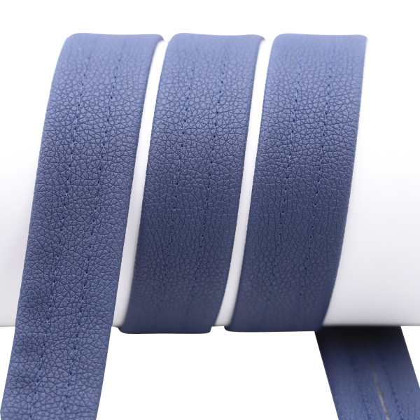 Faux leather bag webbing "Arizon" - 30 mm navy blue