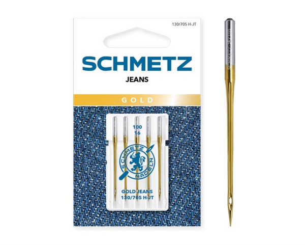 Schmetz Gold Jeans-Nadel - Stärke 100 – Höchste Leistung für starke Stoffe- 5 Jeansnadeln - Flachkolben