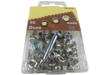 Eyelets with washers and tools 4 mm silver