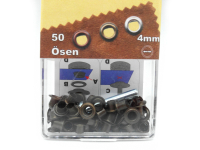 Ösen  mit Scheiben und Werkzeug 4 mm altmessing