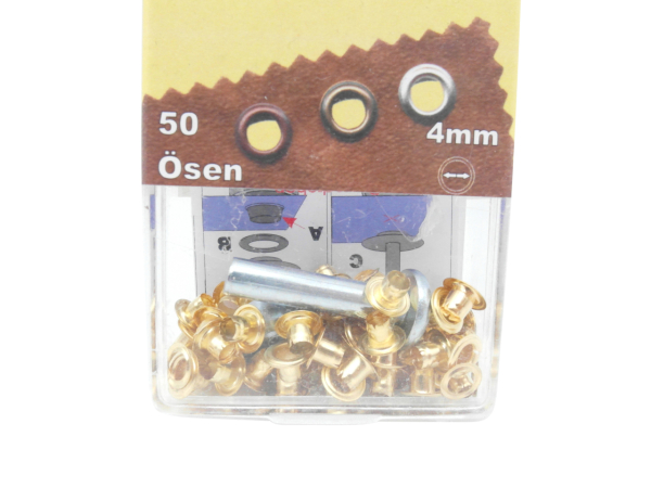 Eyelets with washers and tools 4 mm gold