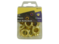 Eyelets with washers and tools 11 mm gold