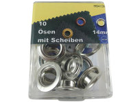 Ösen mit Scheiben und Werkzeug 14 mm silber