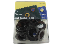 Ösen mit Scheiben und Werkzeug 14 mm bruniert/ schwarz