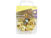 Eyelets with washers and tools 14 mm gold