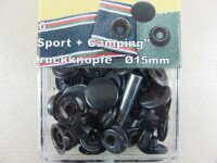 Druckknöpfe Ringfeder "Sport+Camping" 15 mm - Ringfeder / mit Werkzeug bruniert/schwarz