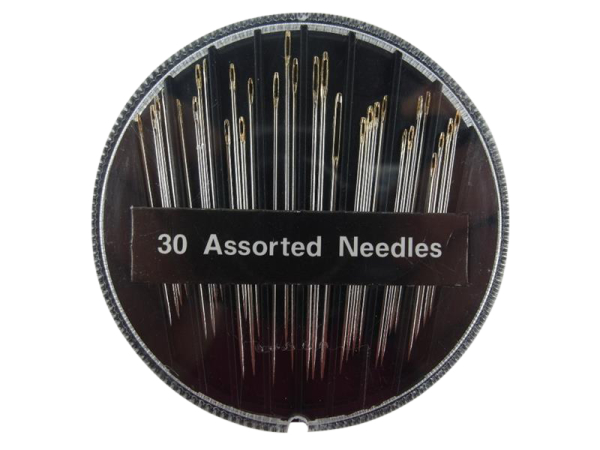 Sewing needles with gold eyes